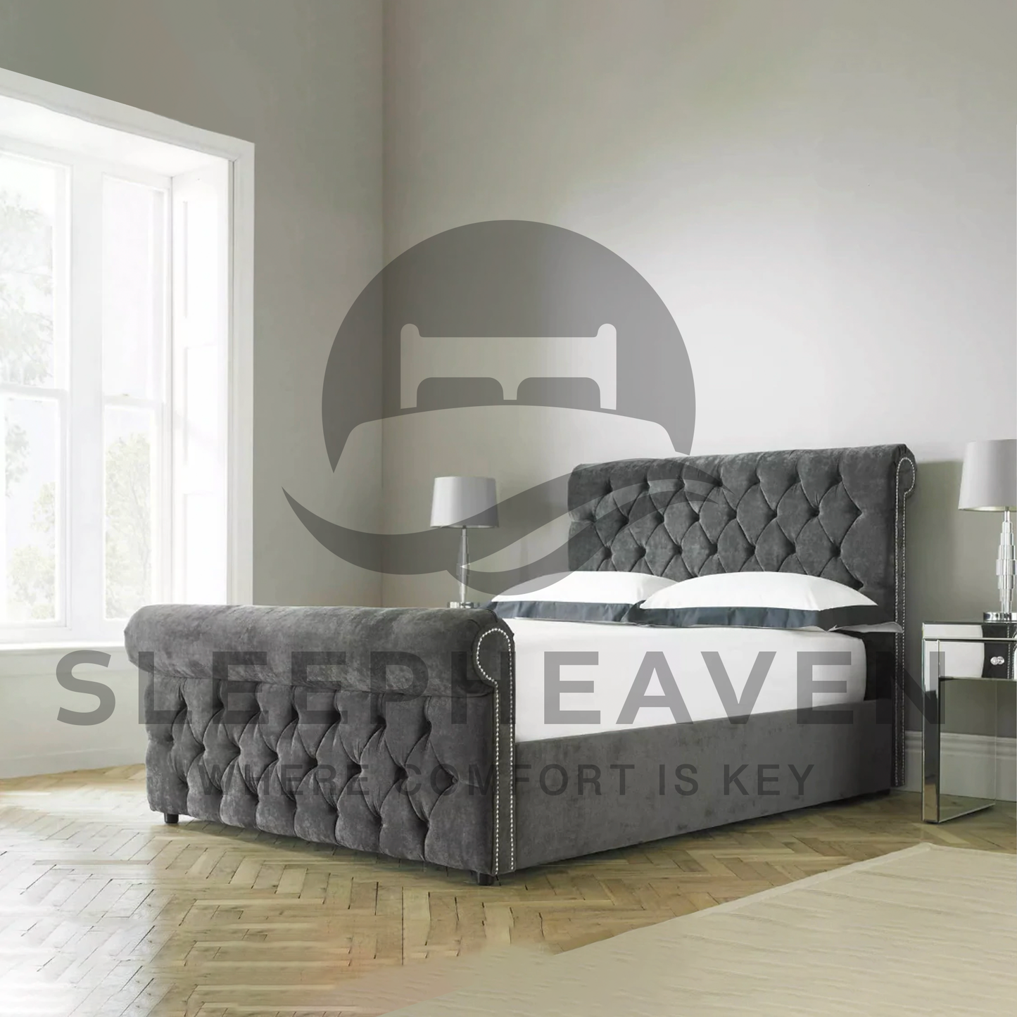 Kiev Chesterfield Sleigh Ottoman Storage Bed Frame