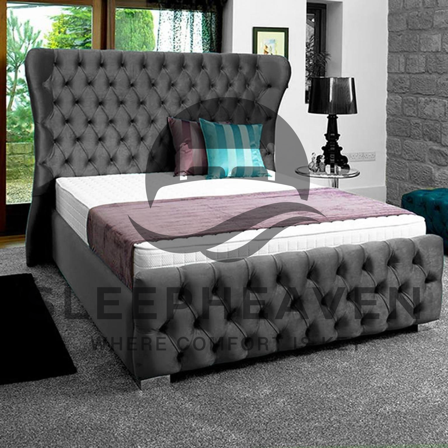 Moscow Chesterfield Wing Bed Frame