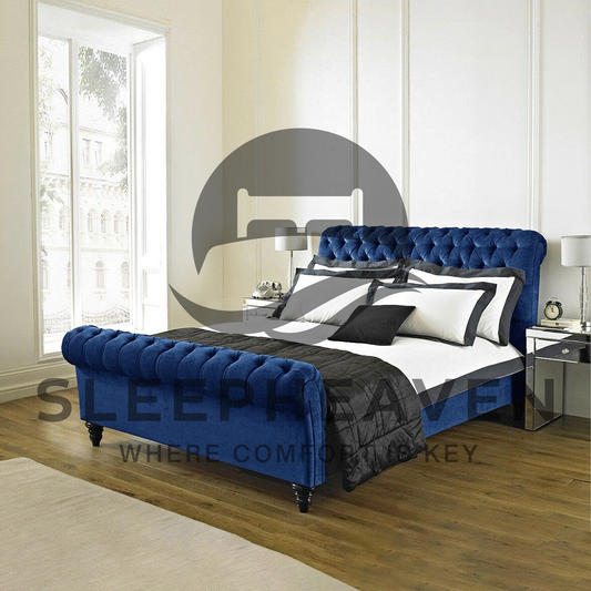 Brisbane Chesterfield Sleigh Ottoman Storage Bed Frame